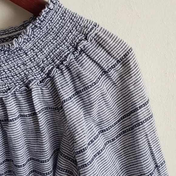 Rag & Bone Drew Blue Striped Off the Shoulder Top L - Picture 4 of 10